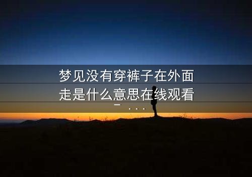 梦见没有穿裤子在外面走是什么意思在线观看 - 一场赤裸心灵的救赎之旅