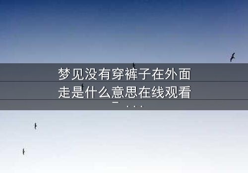 梦见没有穿裤子在外面走是什么意思在线观看 - 一场赤裸心灵的救赎之旅