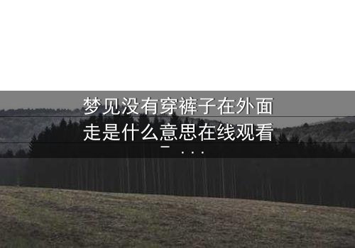 梦见没有穿裤子在外面走是什么意思在线观看 - 当梦境照进现实,一场赤裸的救赎之旅