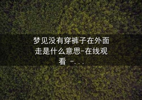 梦见没有穿裤子在外面走是什么意思-在线观看 - 一场赤裸心灵的惊魂之旅
