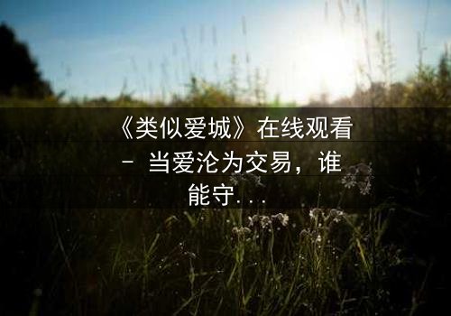 《类似爱城》在线观看 - 当爱沦为交易,谁能守住初心?
