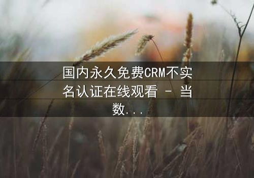 国内永久免费CRM不实名认证在线观看 - 当数据自由遇上致命陷阱,你敢点开吗?