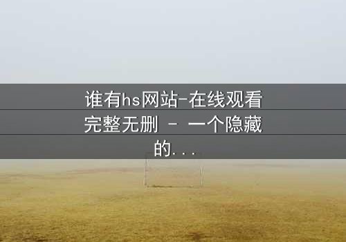 谁有hs网站-在线观看完整无删 - 一个隐藏的真相即将揭晓