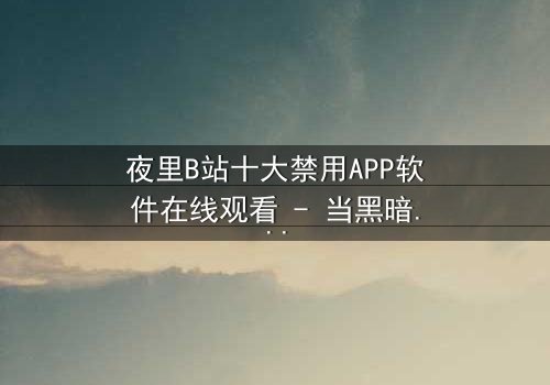 夜里B站十大禁用APP软件在线观看 - 当黑暗中的数字诅咒悄然降临,你敢直面真相吗?