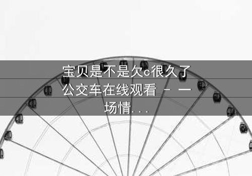 宝贝是不是欠c很久了公交车在线观看 - 一场情感风暴的引爆点
