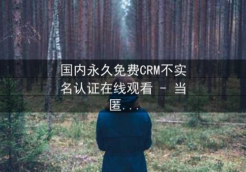 国内永久免费CRM不实名认证在线观看 - 当匿名成为致命诱惑